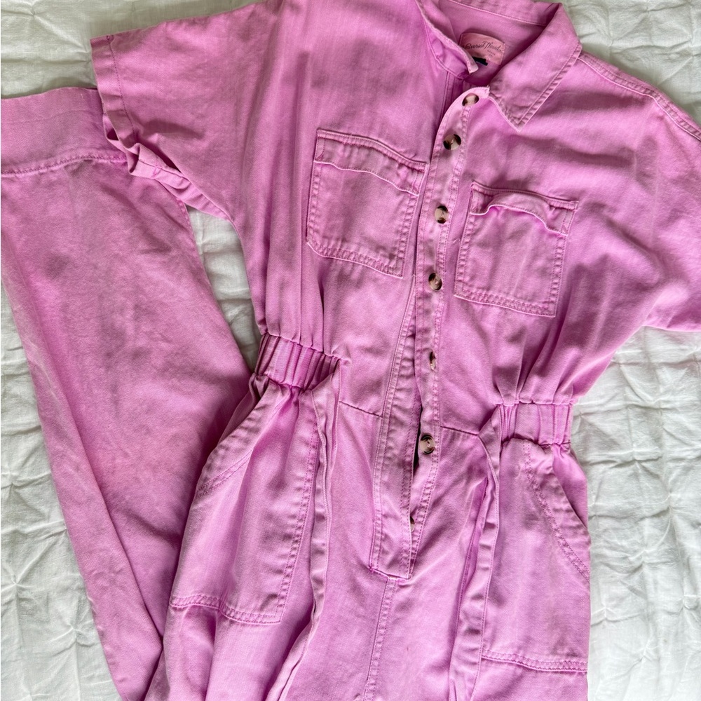 Pink Button-Up Jumpsuit